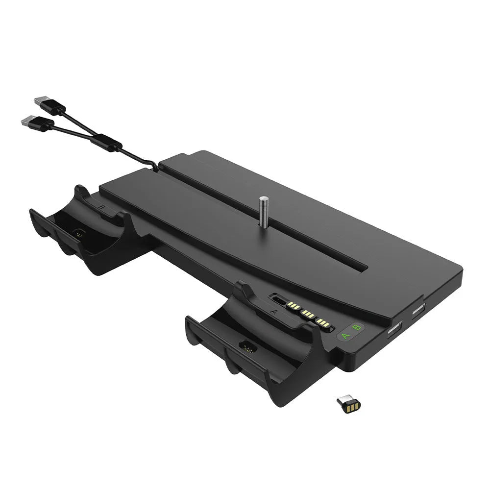 PS5 host multi-function charger stand in black with USB interface and Bluetooth handle charger