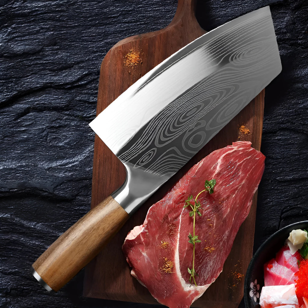 Stainless steel kitchen knife with 320mm blade length and 40cr13 steel construction