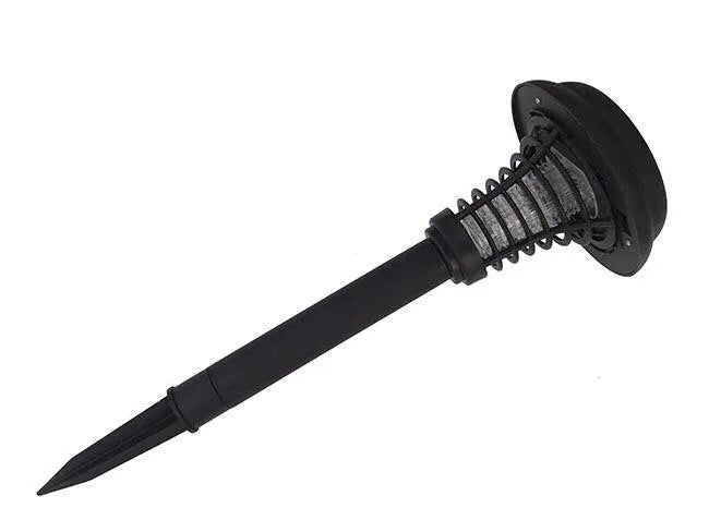 Black solar mosquito lawn lamp with 14cm head and 42cm height on grass
