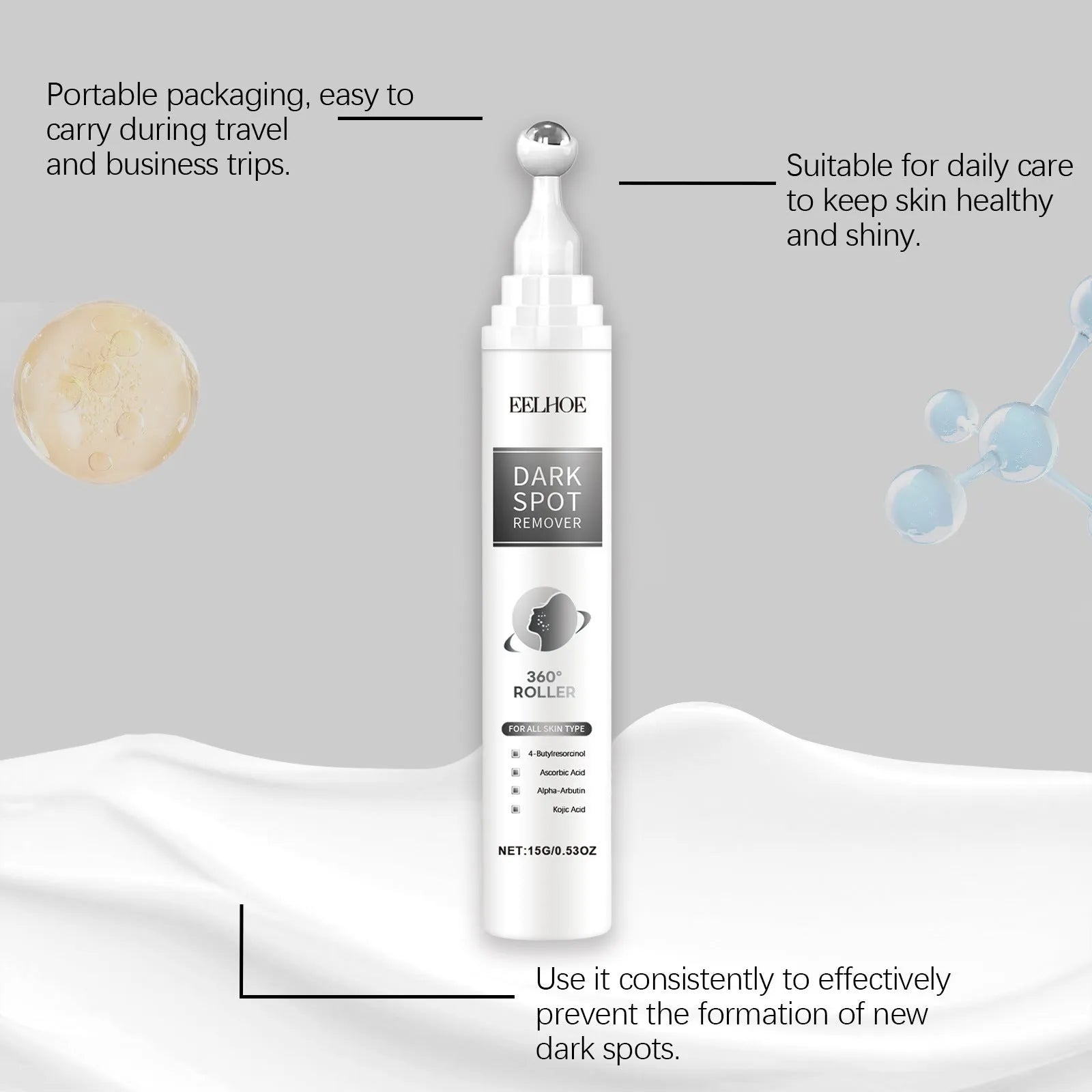 15g facial essence cream with jojoba oil and brightening ingredients vitamin C, arbutin, kojic acid