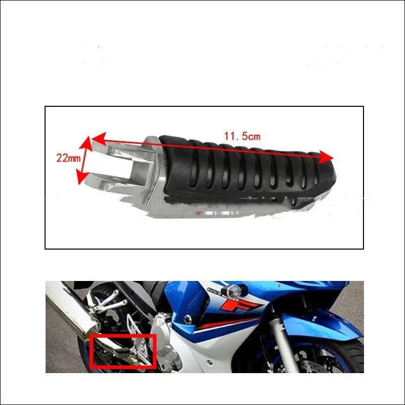 Black aluminium alloy motorcycle footpegs set for Suzuki Hayabusa, V-Strom, and GSX models