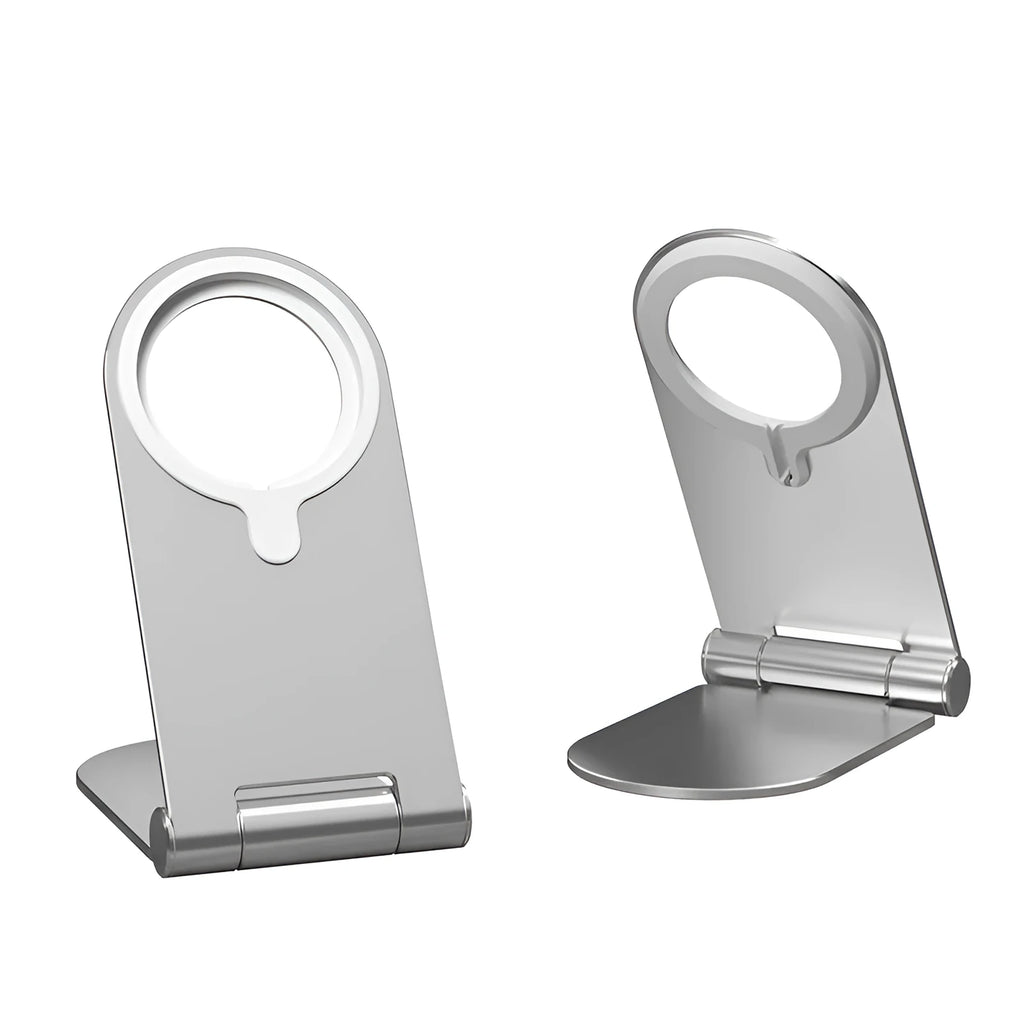 Silver vertical magnetic phone bracket for iPhone 12 with aluminium alloy construction