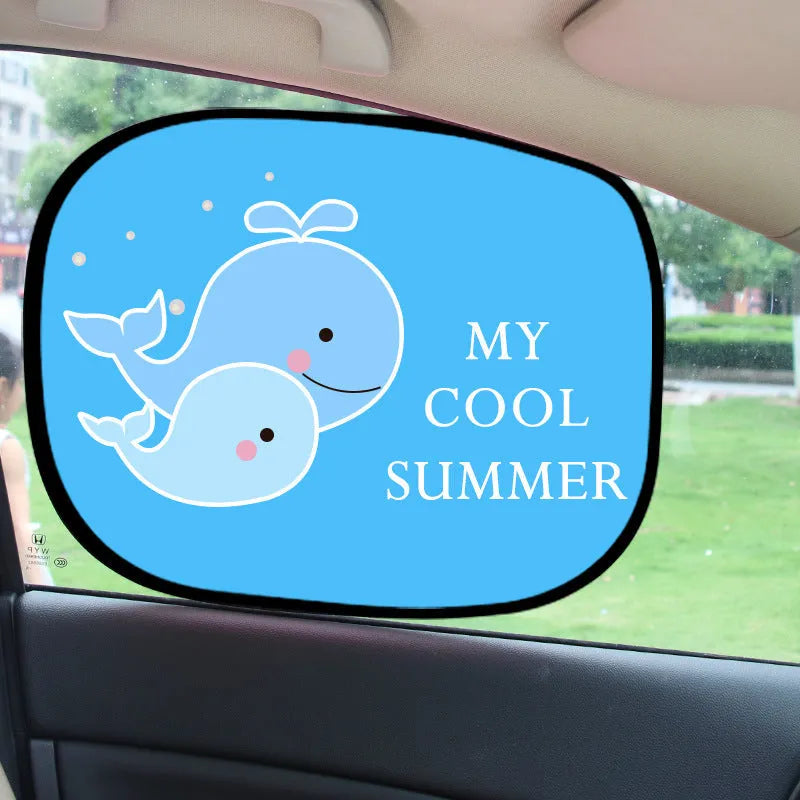 Electrostatic adsorption car side window sunshade in animal-themed pair sizes with nylon mesh material
