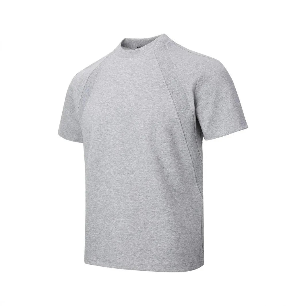 Loose fit short sleeve top with air layer stitching in black, white, or grey.