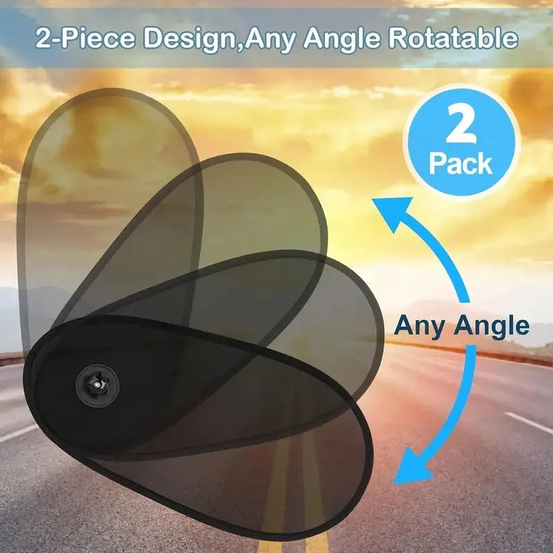 Adjustable car side window sun shade with suction cups attached to vehicle window