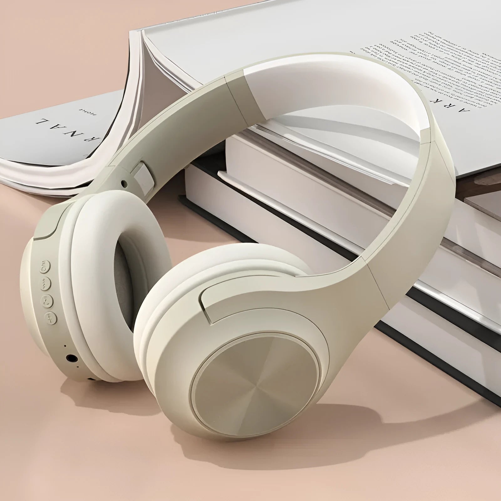 Personalised wireless Bluetooth headset in chalk black, ivory white and youth green colours