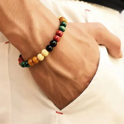 Natural stone beaded bracelet with lava stones for essential oils, approximately 18cm unisex ethnic jewellery