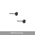Sterling silver S999 flat ear bone studs in geometric round design, silver and black colour options