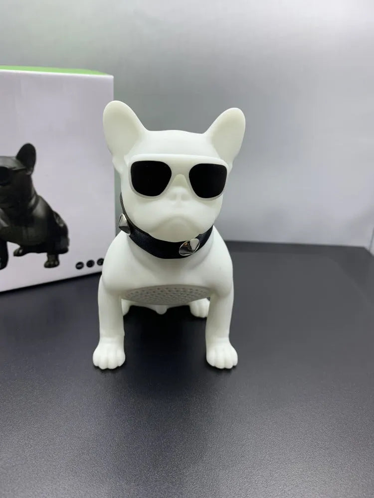 Mini full body bulldog Bluetooth speaker in black, red, or white colours with wireless connectivity