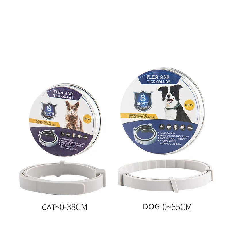 Pet anti-mosquito collar for cat or dog, adjustable waterproof insect repellent in TPR silicone, 65cm dog and 38cm cat sizes