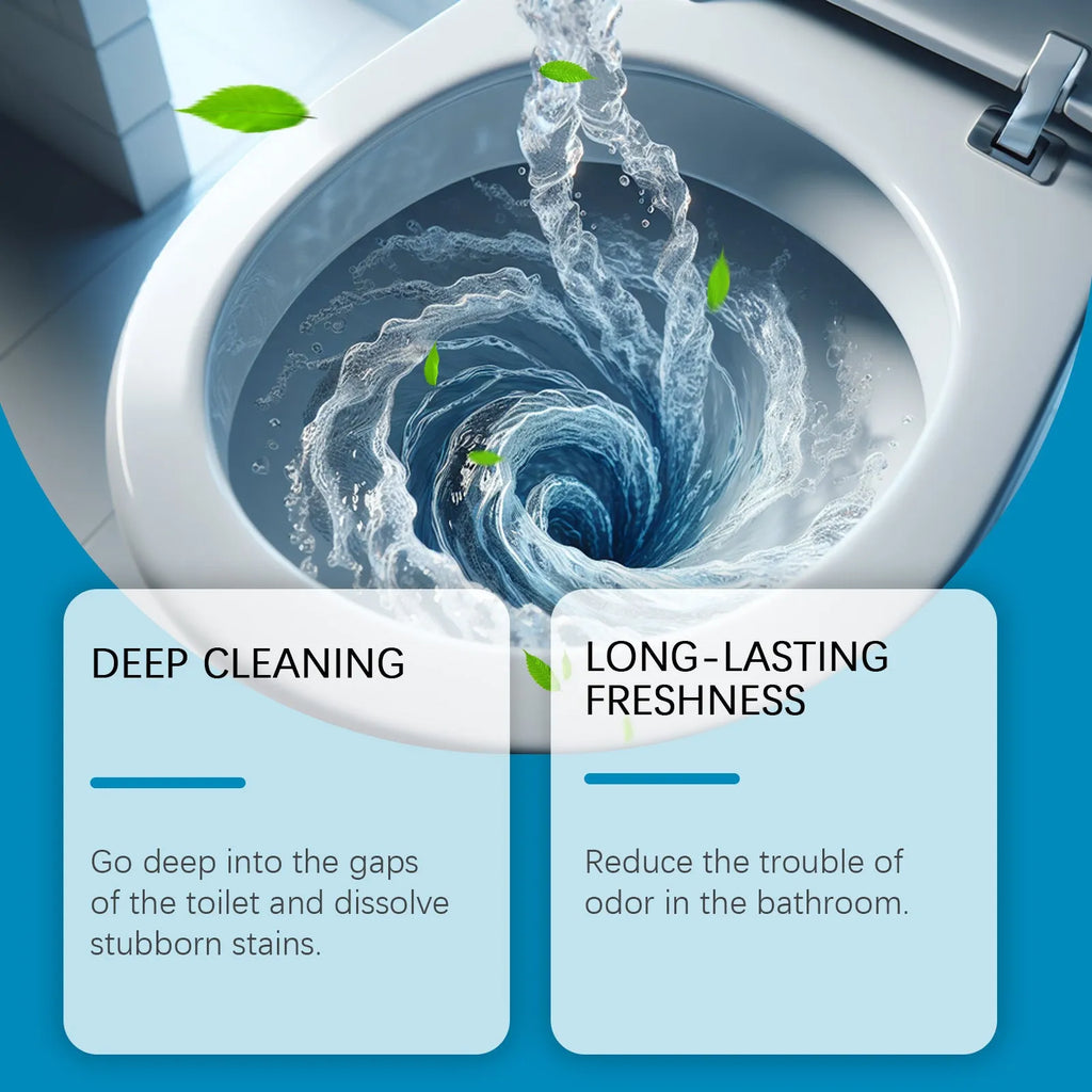 Pack of four 30g sachets of toilet bowl cleaning powder for urine stain and odour removal.