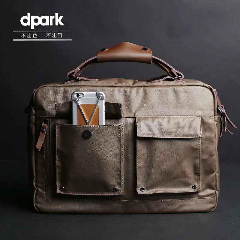 Dpark single shoulder slung laptop business handbag for 14 or 15 inch laptops in black, brown, or khaki
