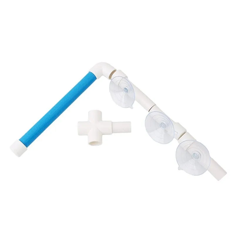 White plastic foldable parrot shower stand with three suction cups