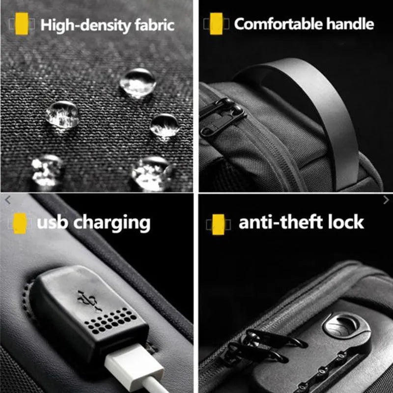 Men's waterproof Oxford cloth anti-theft crossbody messenger bag with laptop compartment