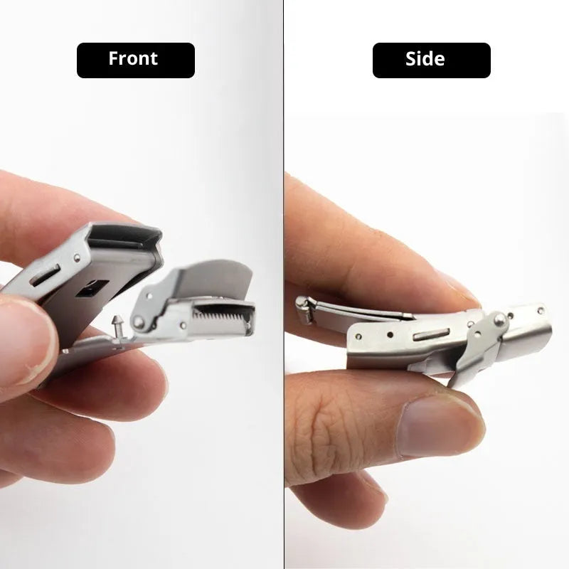 Silver stainless steel double click insurance buckle 18mm matte surface quadrilateral shape