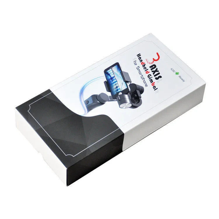 Black 3-axis handheld gimbal for smartphones under 6.5 inches, plastic construction