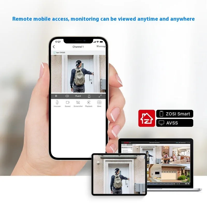 ZOSI 5MP POE security camera system with four outdoor cameras and NVR unit
