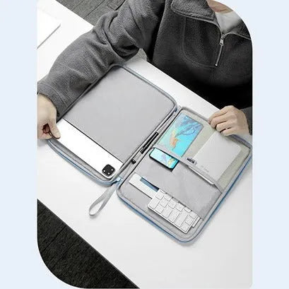 Imitation leather fabric tablet protective case in light grey, black, pink or sky blue colour.