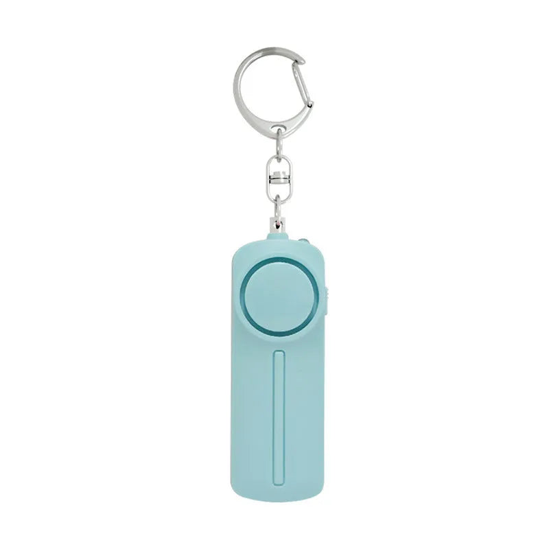 Pink personal safety alarm with keychain attachment showing compact 86 mm size