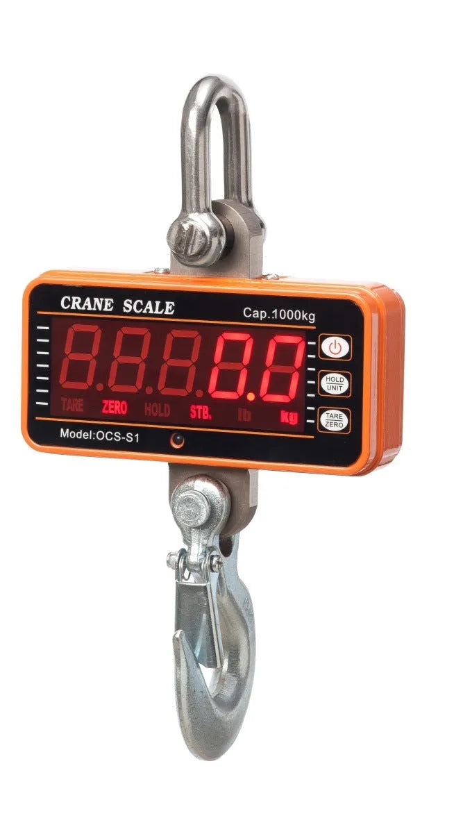 Orange electronic crane scale with digital display for 500kg loads