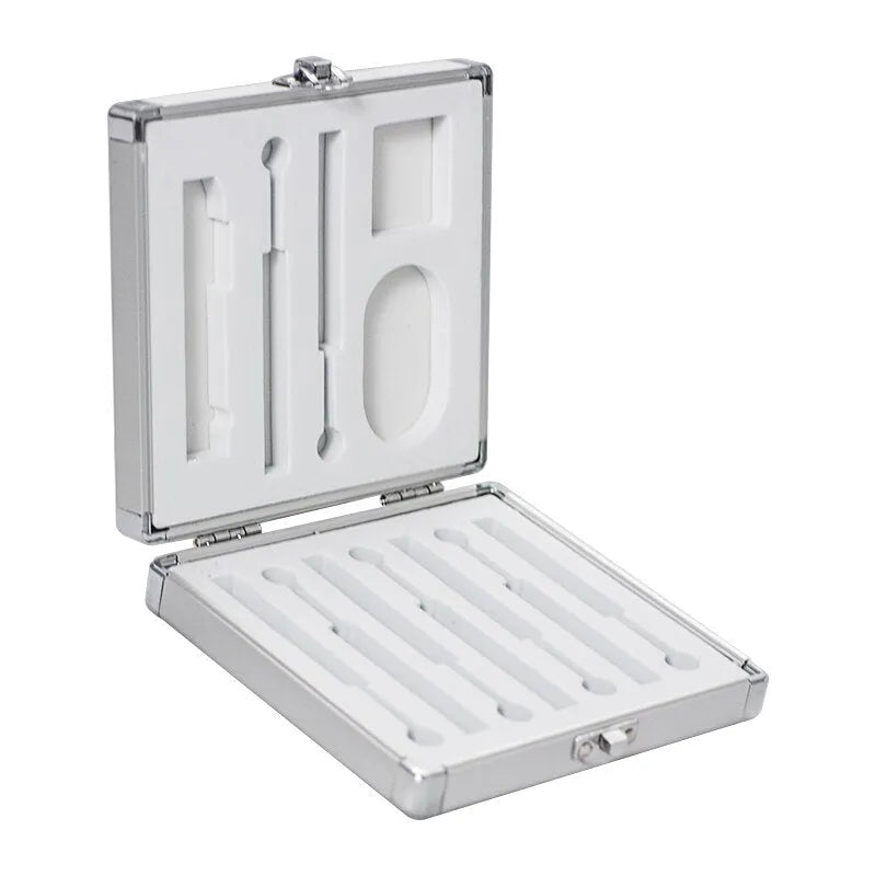 Silver aluminium storage box for soldering iron, 154 x 147 x 36mm