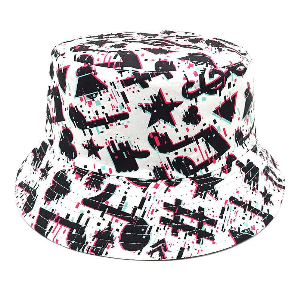 Musical Note Pattern Printing Bucket Hat Dome Crown Polyester Outdoor Travel Size M