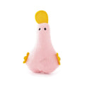 Yellow duck plush pet toy with catnip filling and squeaker for cats and dogs