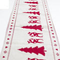 Cotton linen Christmas table runner 35x180cm with elk and snowman print for holiday dining