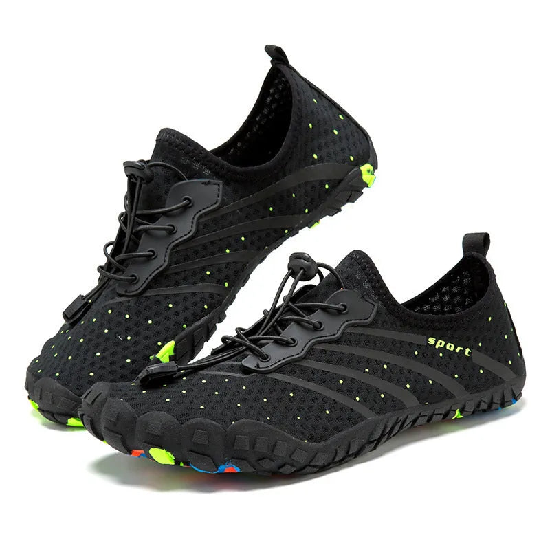Fast drainage beach swimming couple outdoor fitness shoes, mesh upper, rubber sole, low top, in army green
