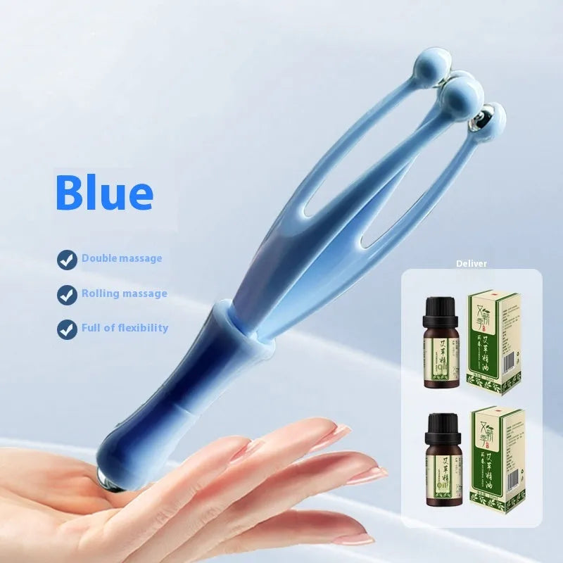 Finger massager multifunctional hand joint roller with steel balls in blue and white