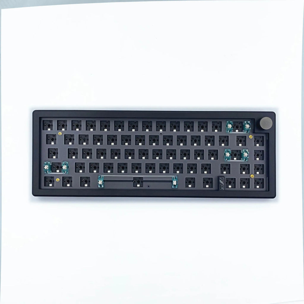DIY mechanical keyboard kit with RGB lighting in black, white, blue, green, pink, purple, and red colour options