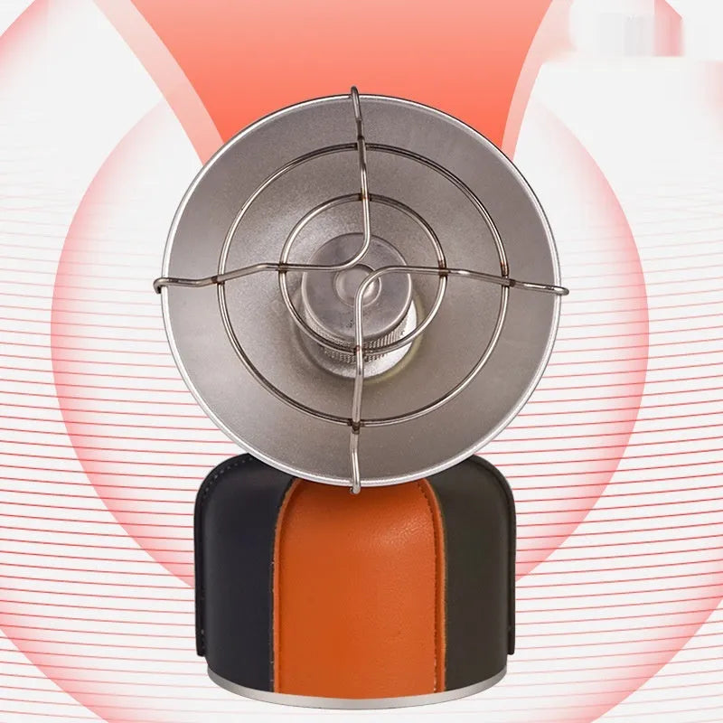 Black and orange portable outdoor heating stove with automatic press ignition for camping