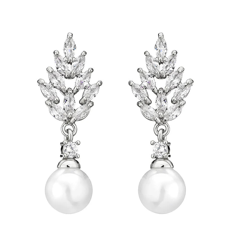 Geometric flower earrings with micro zircon detailing in gold, platinum and rose gold plating