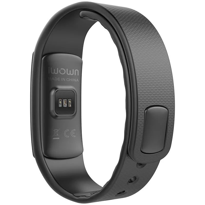 I6 smart sports bracelet with 0.96-inch screen shown in black colour on wrist