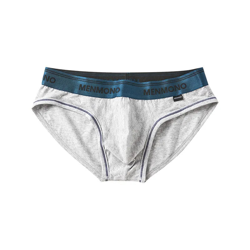 Men's cotton low waist briefs in two-tone colour combinations showing solid colour design