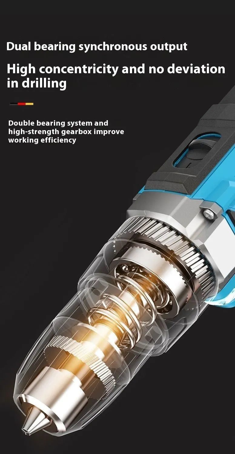 12V two-speed impact pistol drill electric screwdriver set with plastic storage box