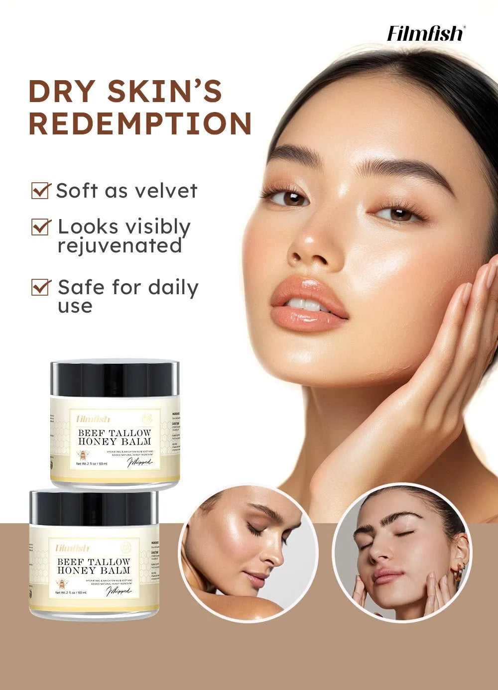 60ml honey moisturising body cream container for dry and normal skin hydration
