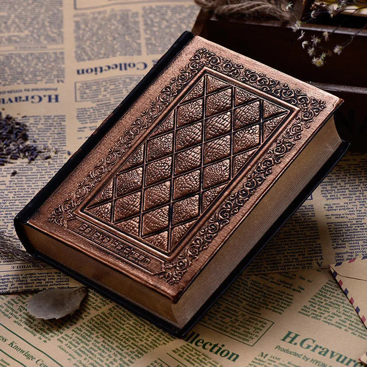 A5 embossed faux leather notepad with super thick pages in bronze or black gold colour