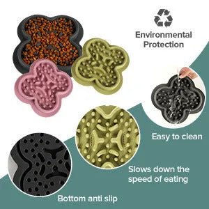 Silicone pet licking mat with raised texture pattern in various colours