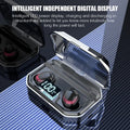 Black X10 Bluetooth wireless headset with charging case showing compact design