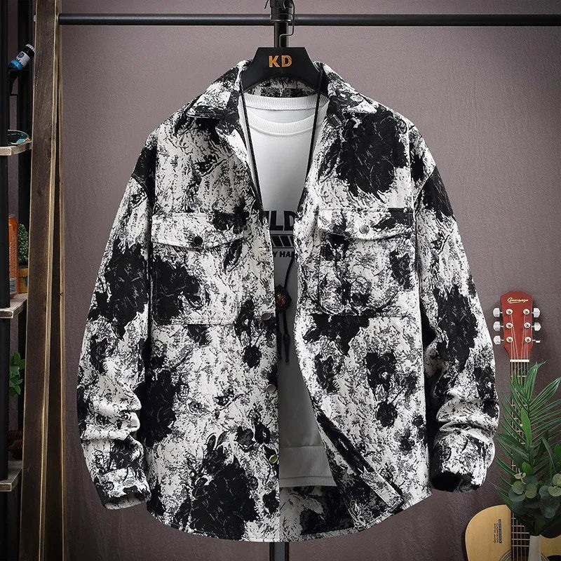 Casual long sleeve lapel shirt coat in a straight hem design, shown in one of its available colours.