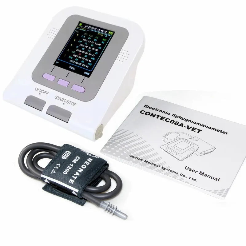 CONTEC08A-VET veterinary digital blood pressure monitor unit with colour screen and cuff