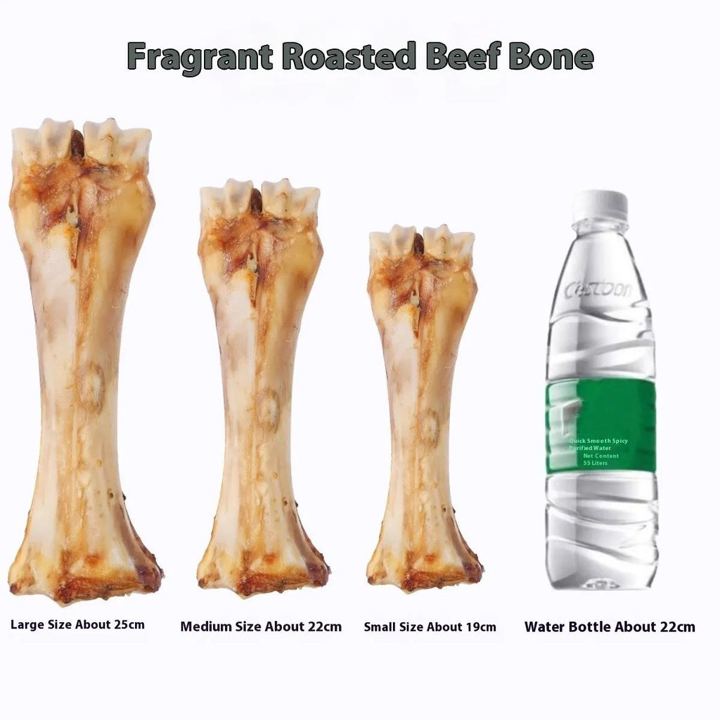 High-calcium roasted ox bone flavour puppy molar rod chew in large, medium, and small sizes.