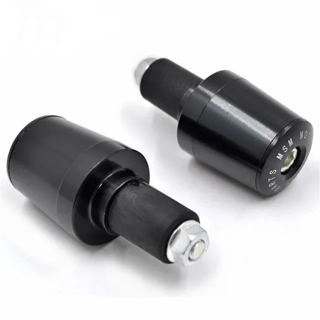 Motorcycle aluminium alloy handlebar block in gold colour on a handlebar end