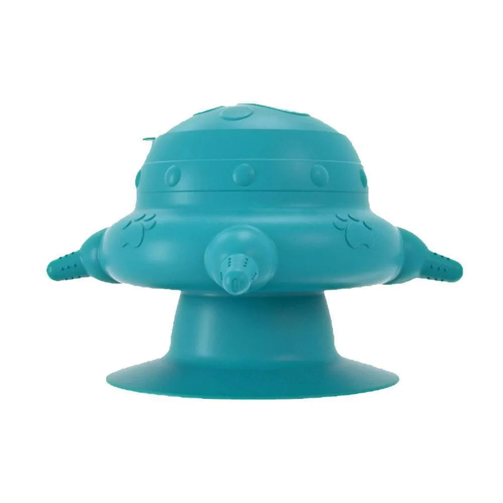 Pink silicone pet nursing feeder with milk bowl and pacifiers for puppy and kitten milk feeding