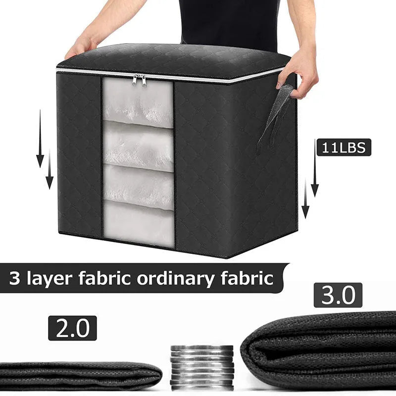 Non-woven fabric quilt storage organiser bags in multiple sizes and colours for wardrobe organisation