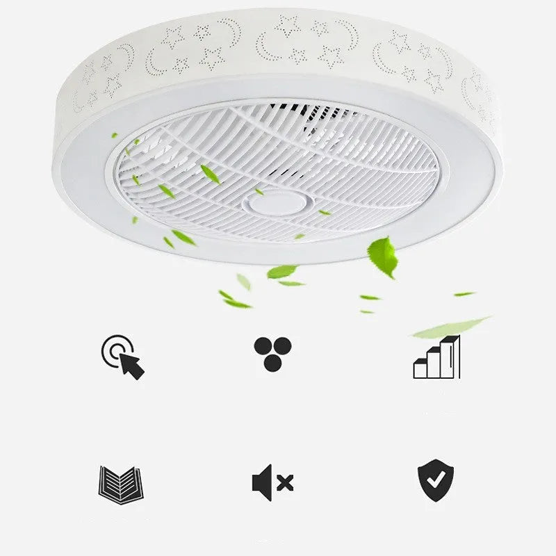 LED invisible fan and chandelier with metal blades, 55CM size, pastoral style for living or bedroom