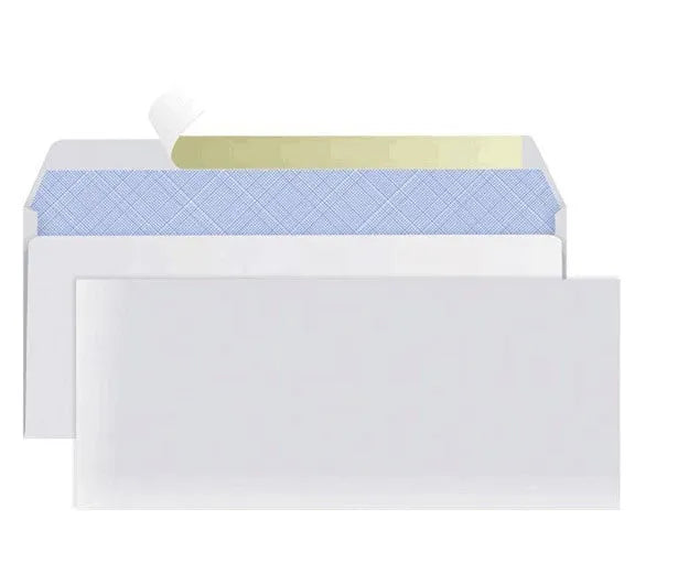 Blue confidential security envelope with self-adhesive strip showing tamper-evident anti-opening design