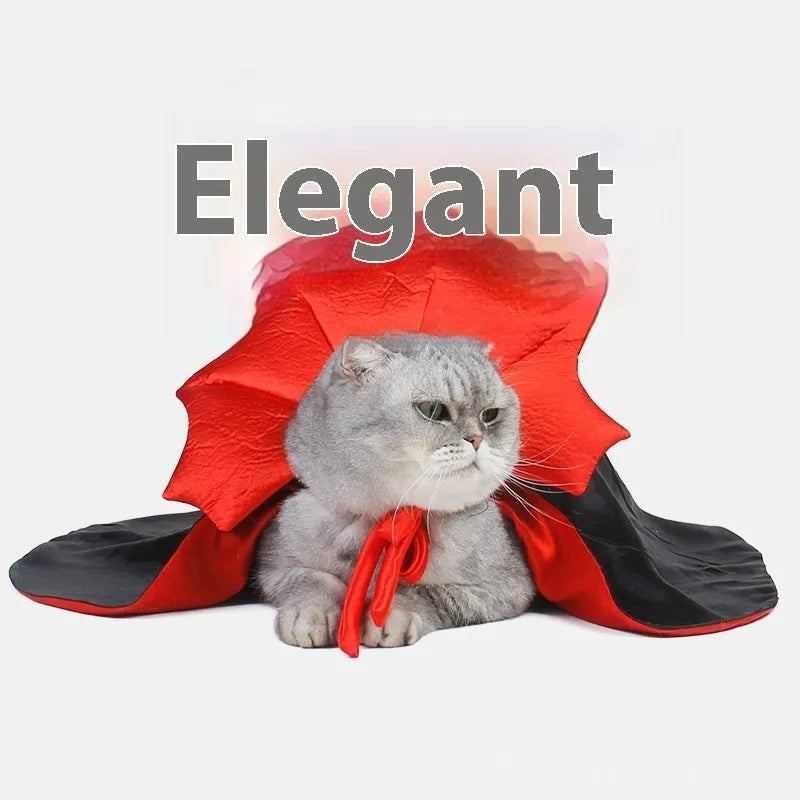 Black and red Halloween pet costume for dogs and cats made from polyester fabric