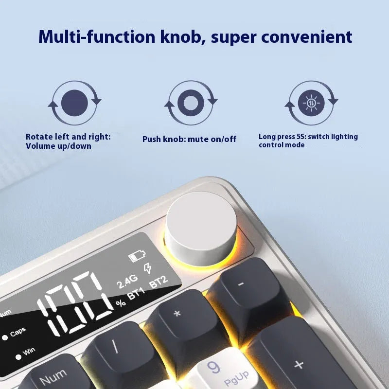 Wireless Bluetooth keyboard and mouse suit with mechanical feeling keys in blue white colour combination